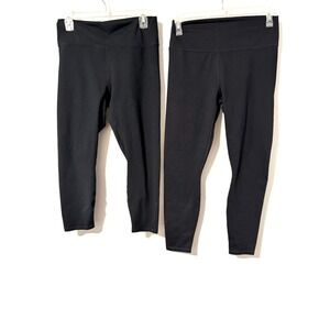 Fabletics PowerHold High Waisted Compression Leggings Black Set of 2 Womens